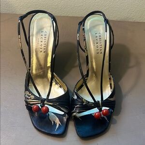 Christian Lacroix Black and Gold “Cherry” Heels